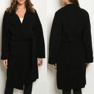 BLACK FAUX FUR SHERPA COAT
